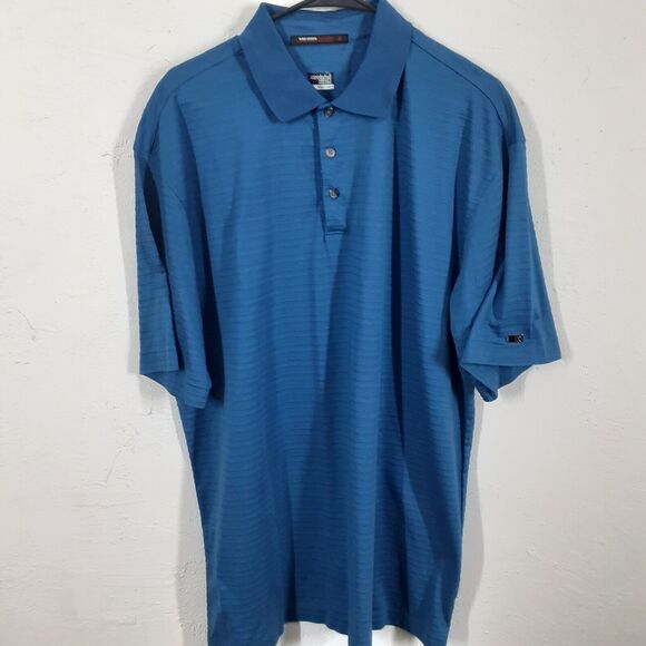 Nike Tiger Woods Collection Polo Shirt Mens L BlueDri Fit Golf Short Sleeve - Picture 1 of 7